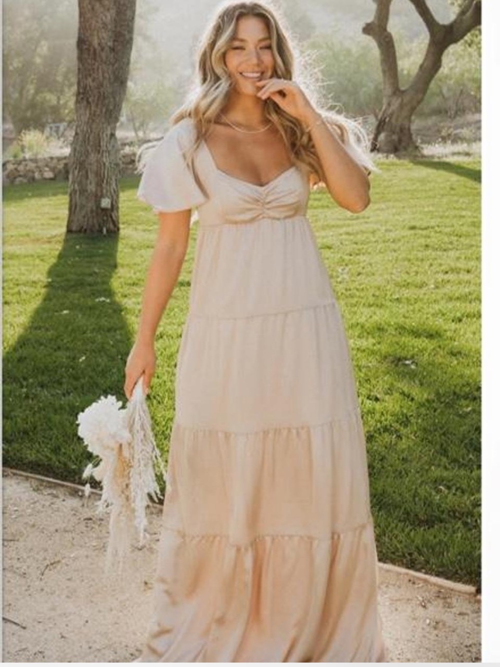 Show Me Your Mumu champagne Nicole Maxi dress S Wedding Guest Formal prom